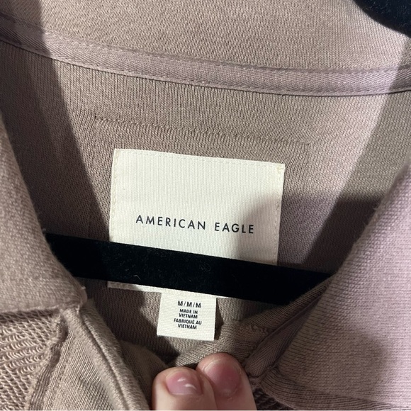American Eagle Textured Henley Sweatshirt Tan Size Medium Pockets Utility - Picture 7 of 11